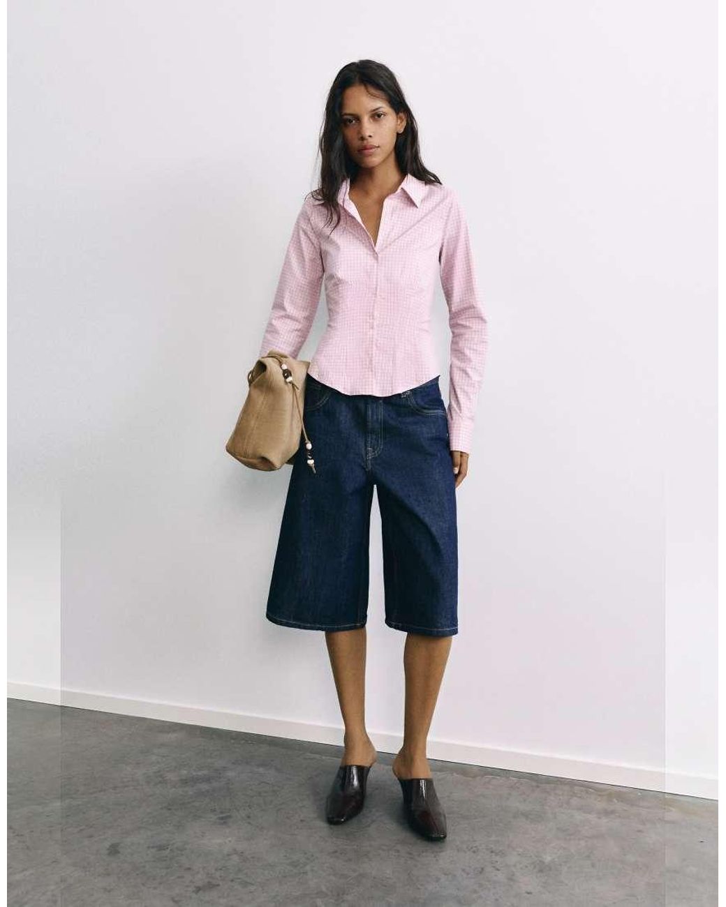 Pull&Bear Pink Fitted Wide-Cuff Shirt