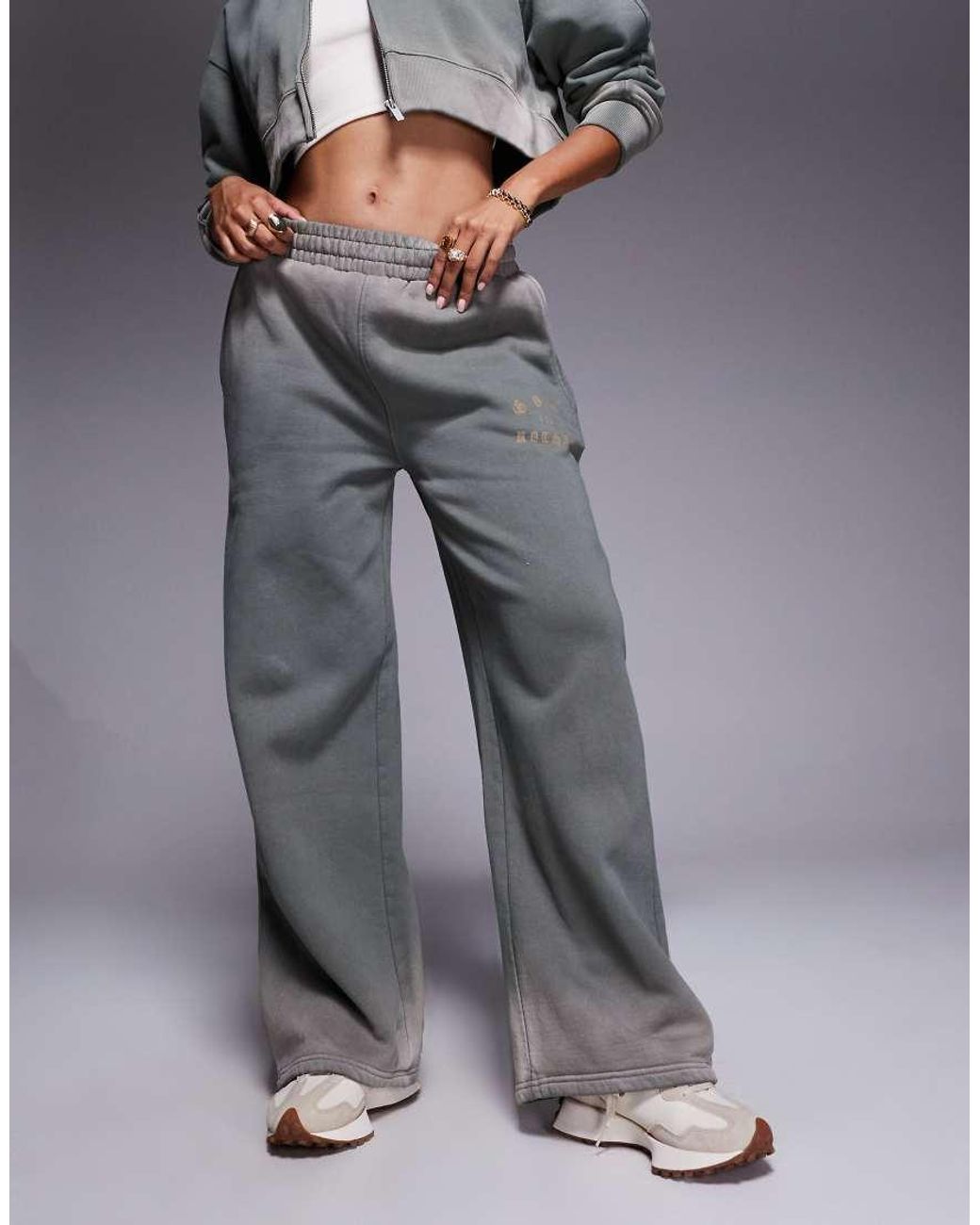 Good For Nothing Gray Spray Effect Relaxed Wide Leg Jogger