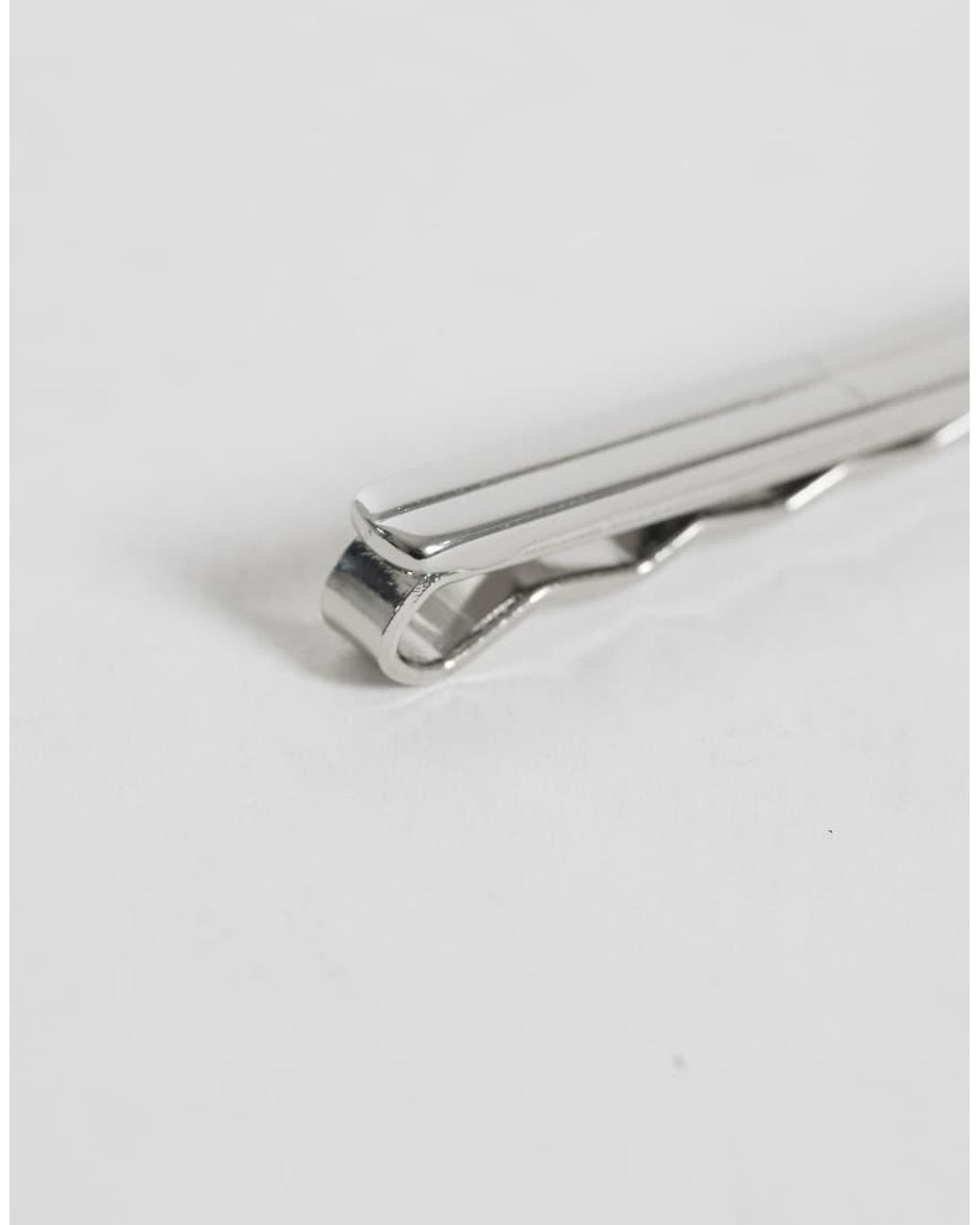 ASOS White Engraved Line Tie Bar for men