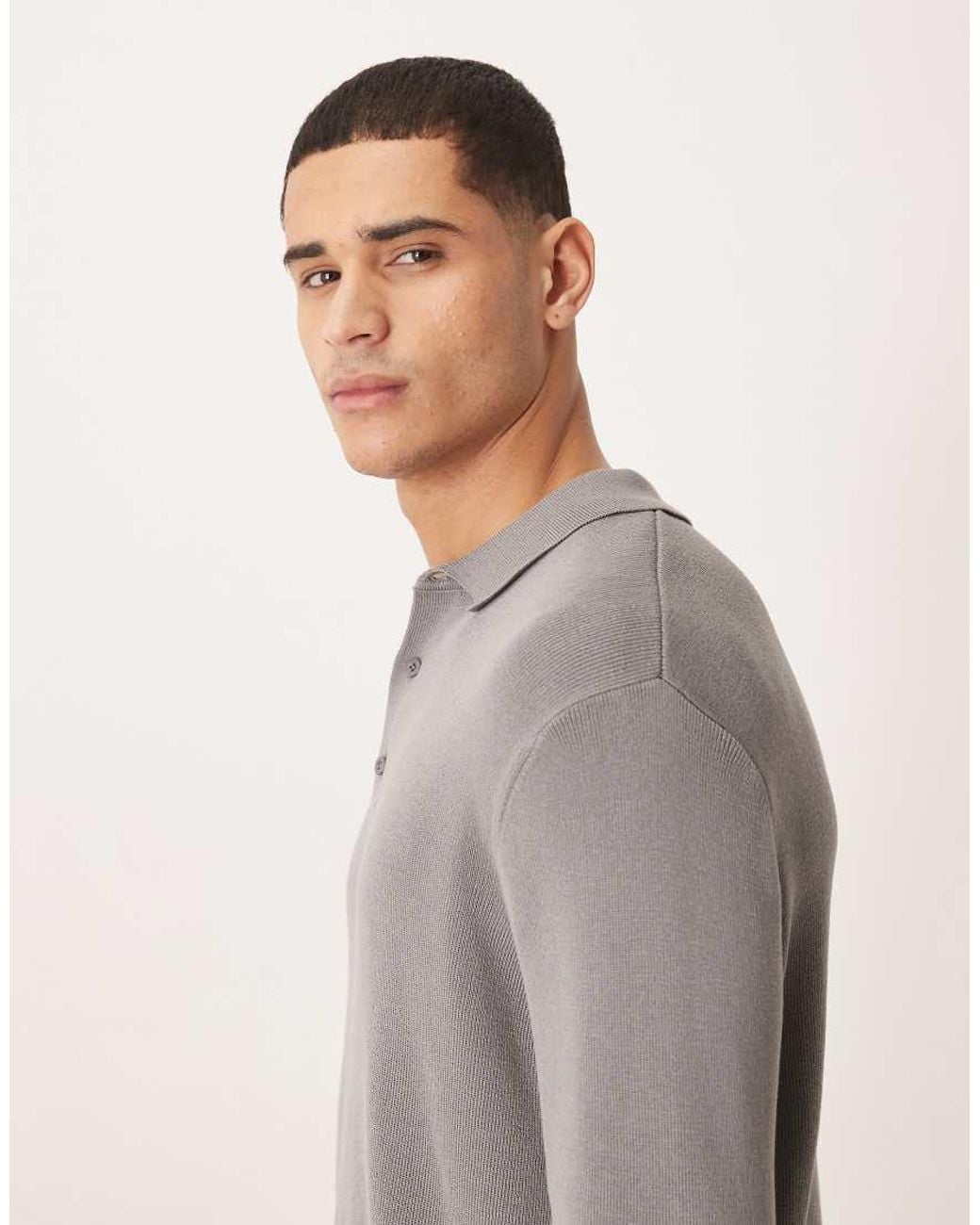 ASOS Gray Relaxed Knit Polo for men