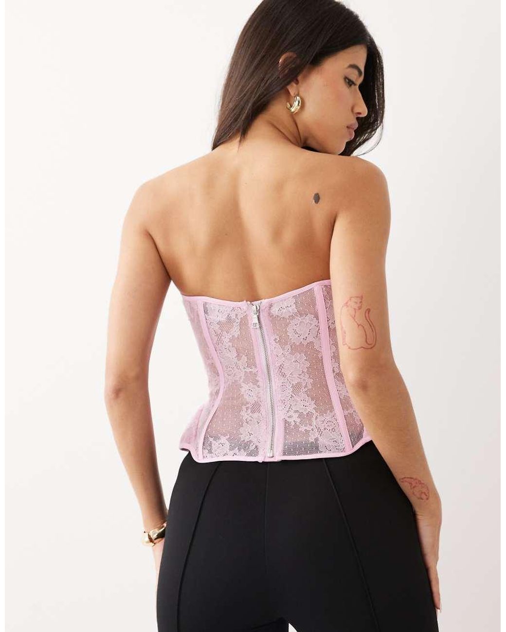 Bardot Pink Cristo Premium Strapless Sculpting Lace Bustier Corset Top