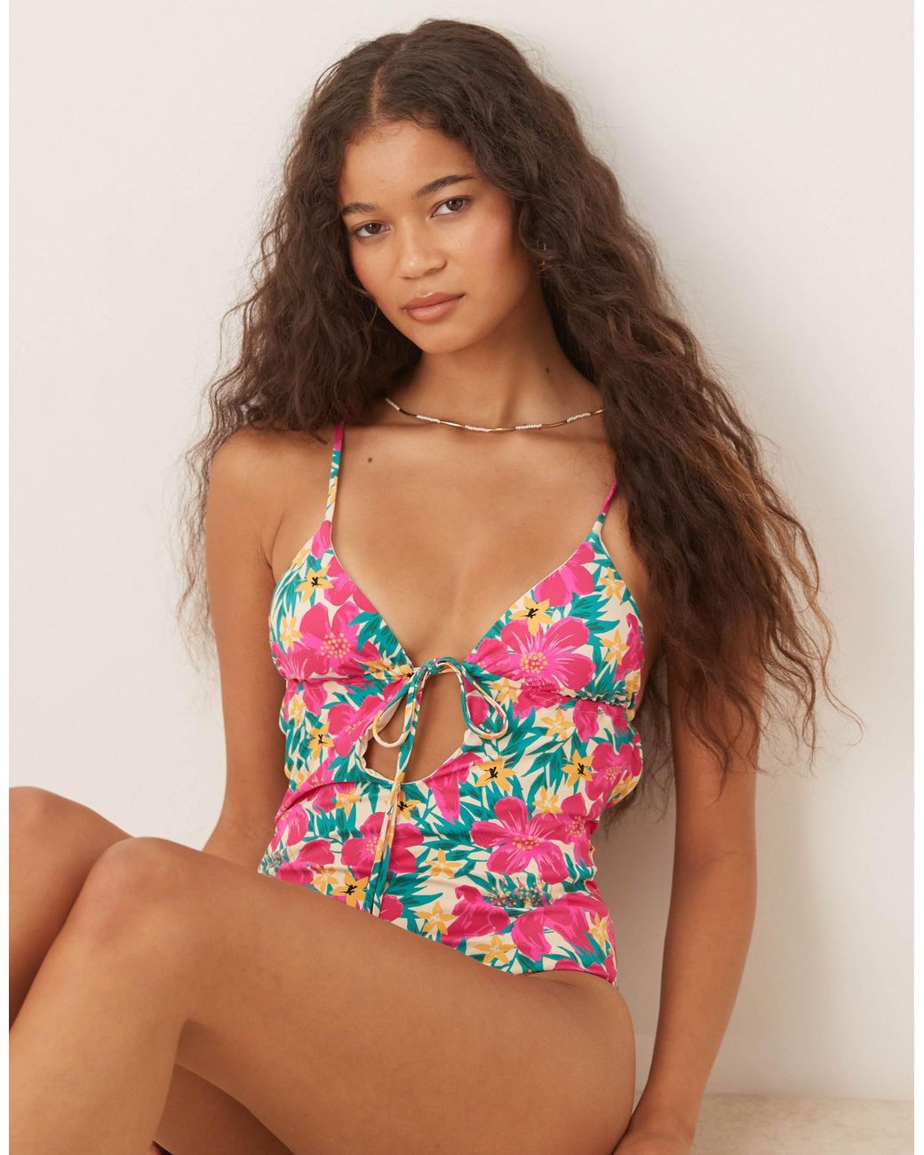 Wild Lovers Multicolor Ohana Floral Print Cut Out Swimsuit