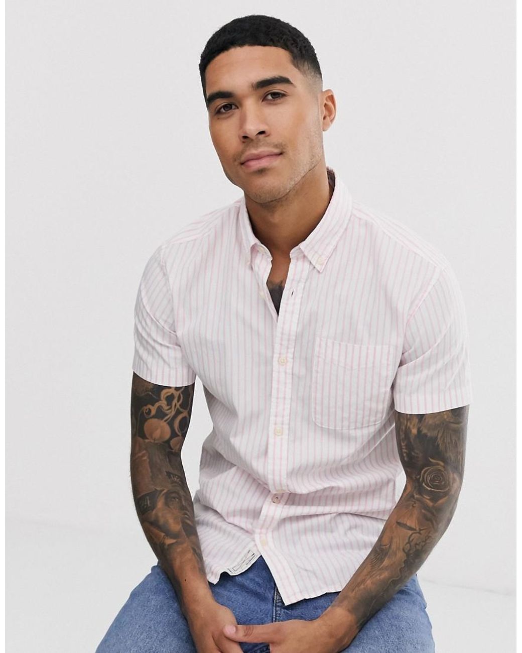Jack /& Jones T-SHIRT PRINT SHIRT a Maniche Corte Camicia Casual Color Mix NUOVO