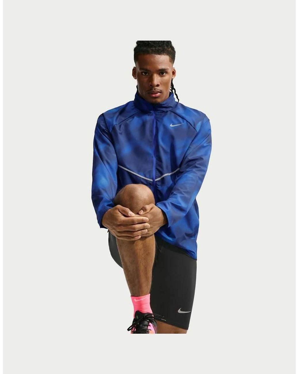 Nike Blue Miler Repel Uv-Protection Printed Jacket for men