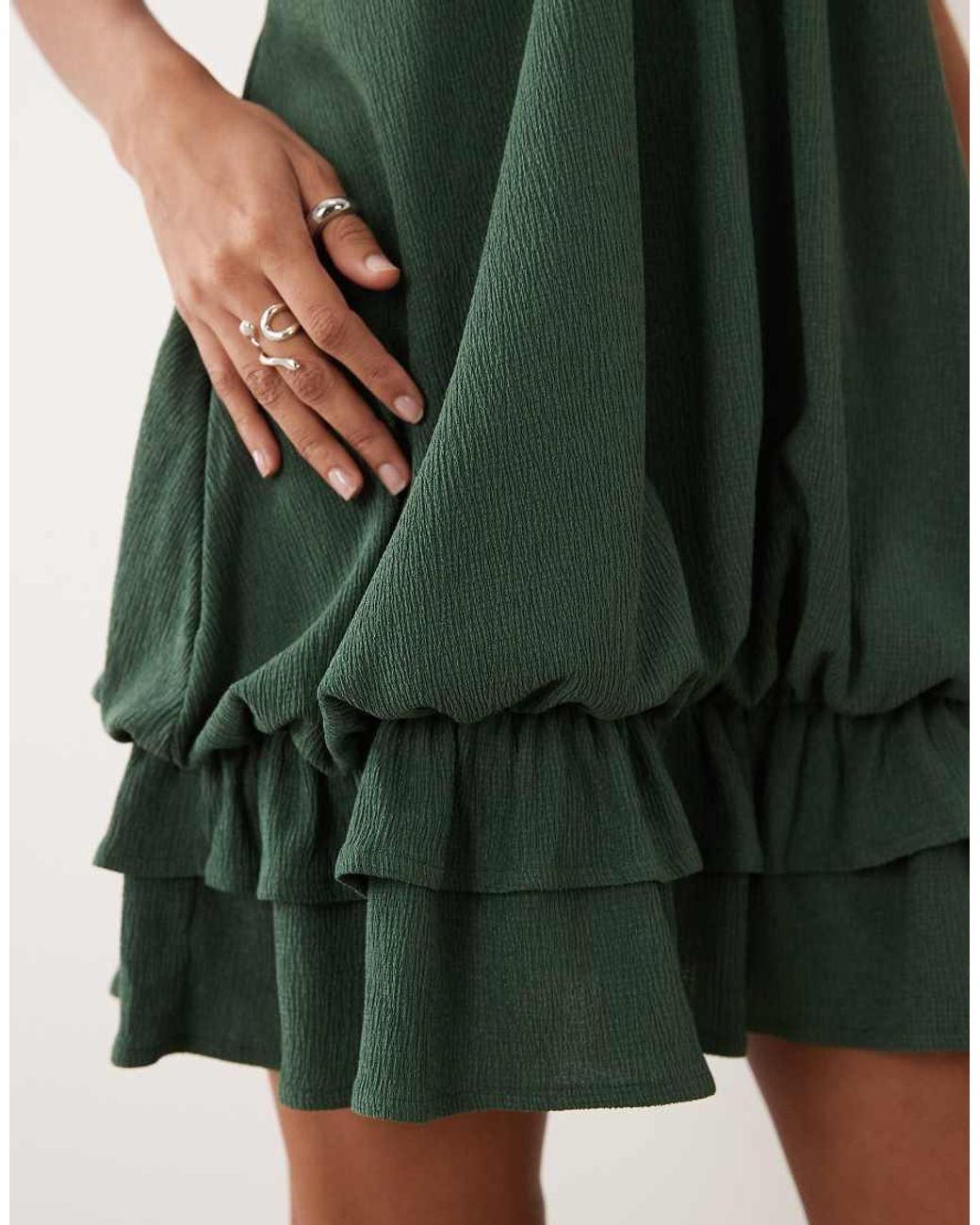 ASOS Green Textured Scoop Neck With Peplum Mini Dress