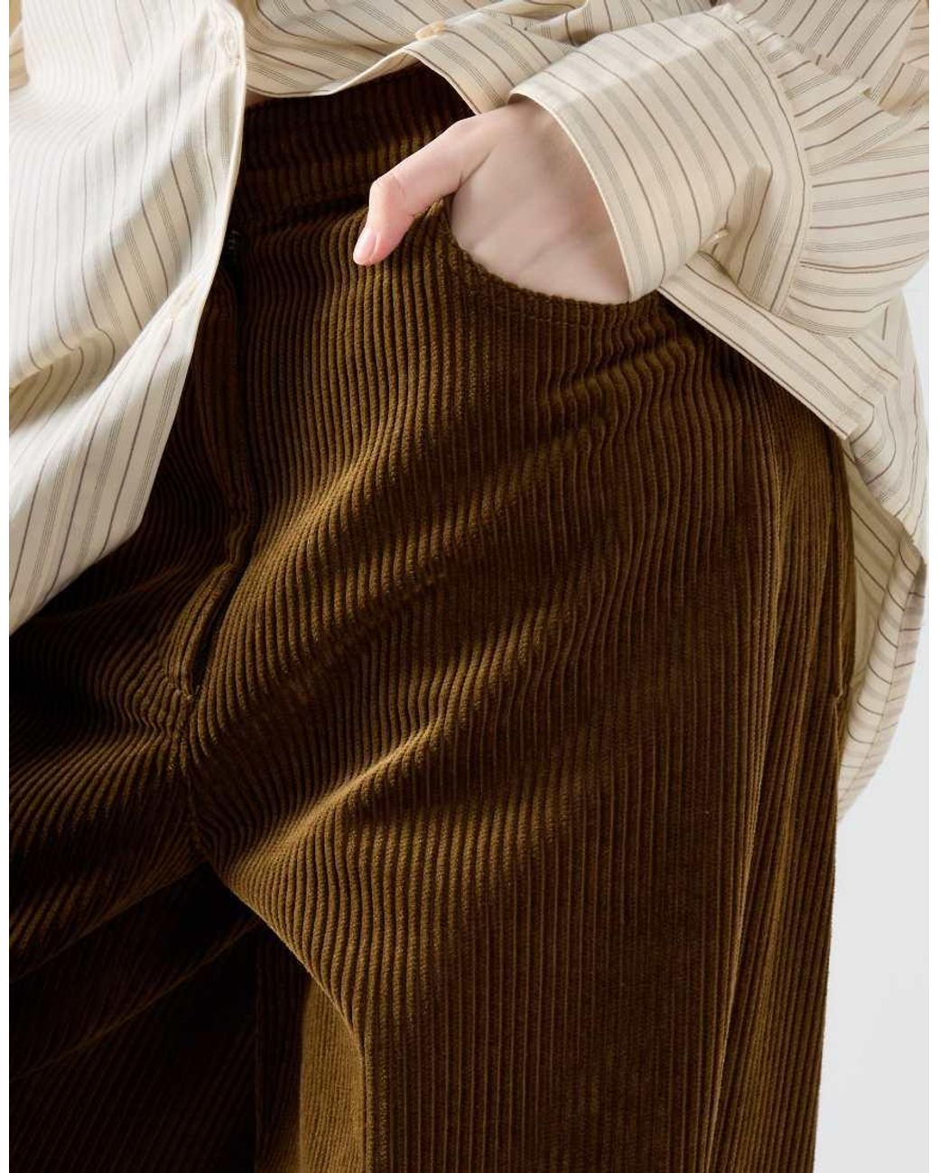 Glamorous Natural Wide-Leg Corduroy Trousers