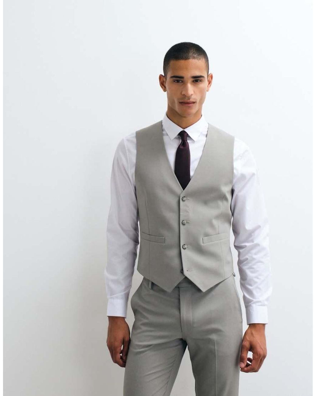 ASOS Gray Skinny Suit Waistcoat for men