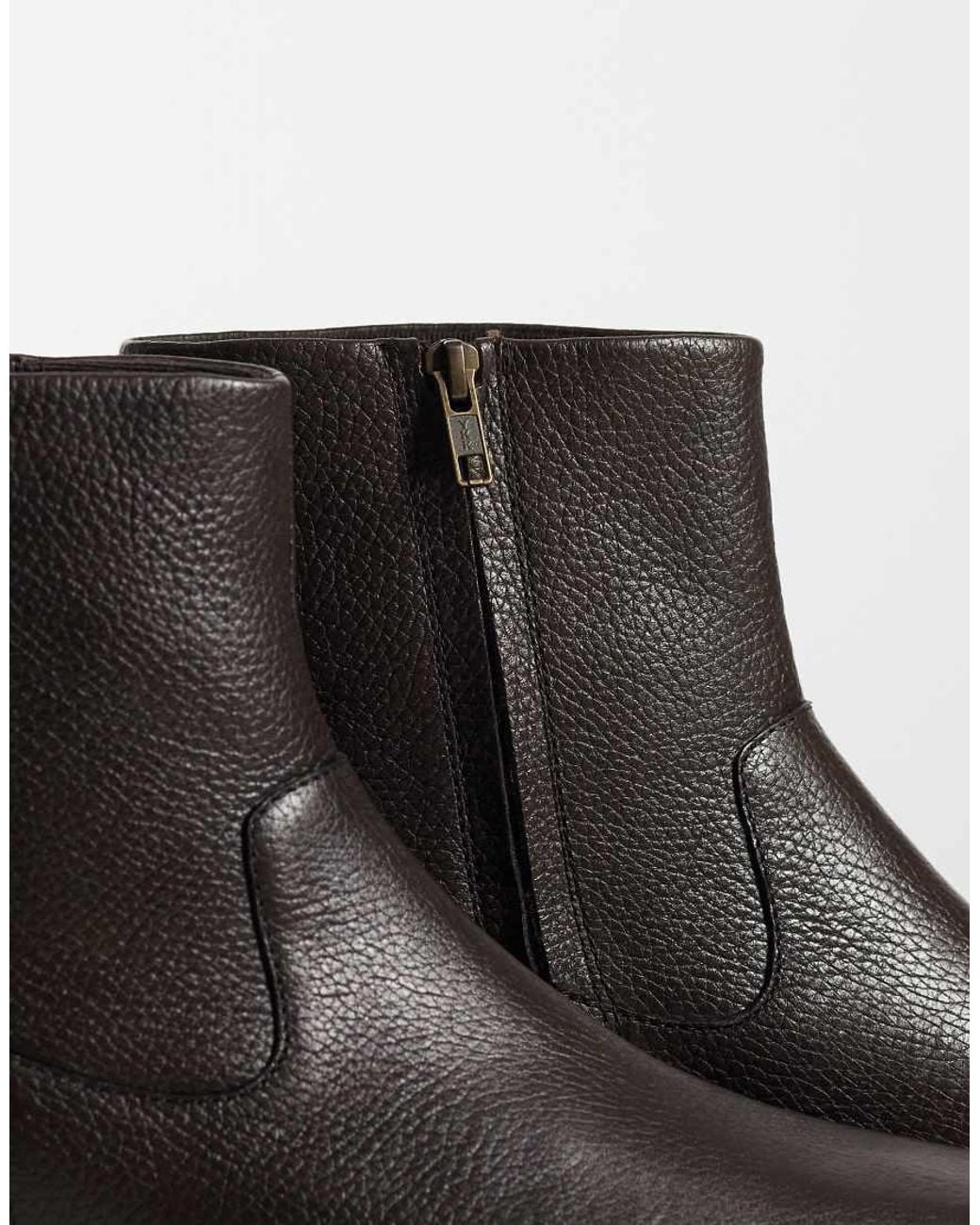 ASOS Black Zip Up Boots With Cuban Heel for men