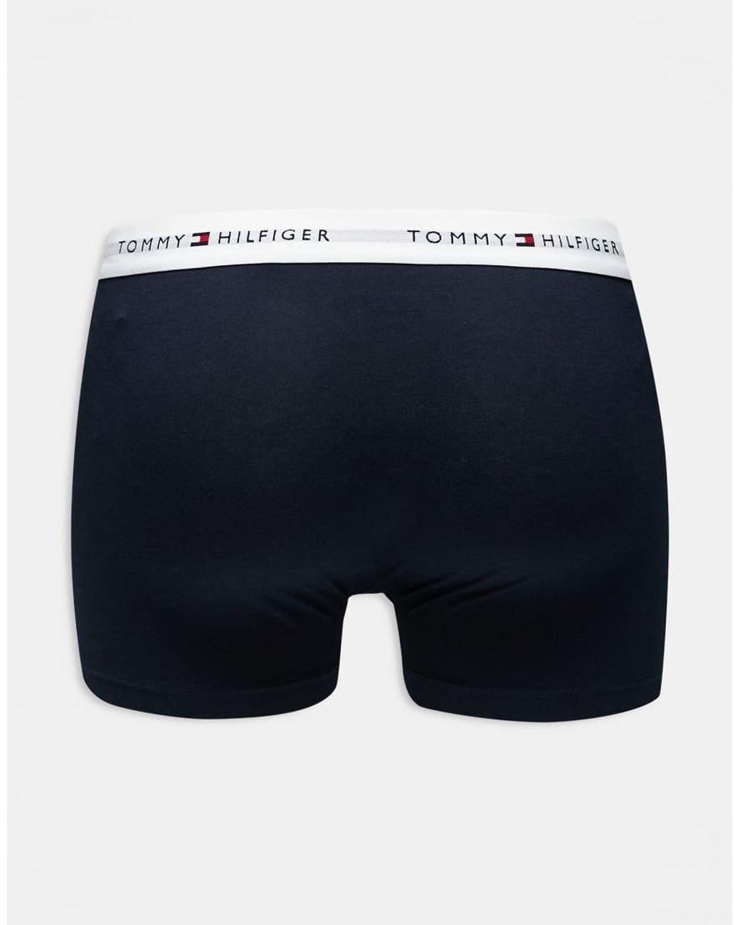 Tommy Hilfiger Blue Signature Essential 3 Pack Trunk With Coloured Waistband for men