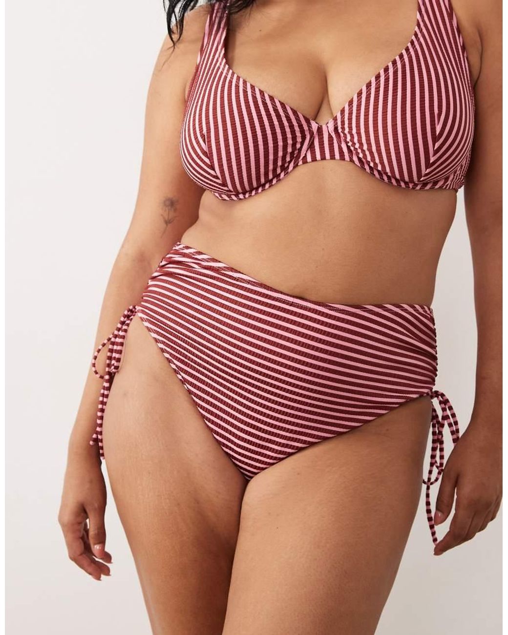 ASOS Red Asos Design Curve High Waist Bikini Bottom