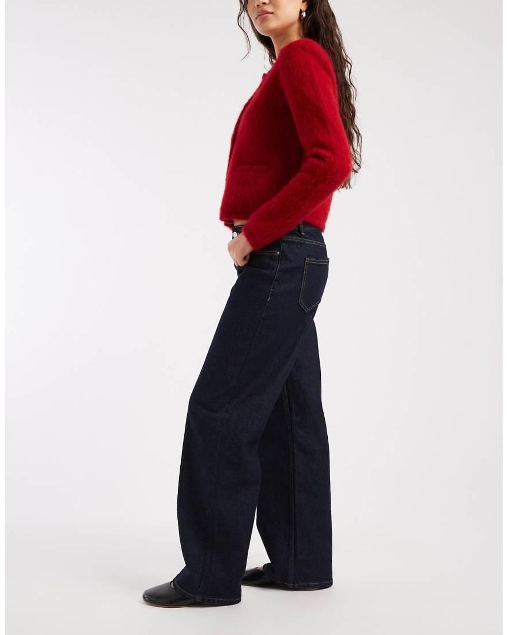 ONLY Red Juicy Low Waist Wide Leg Jeans