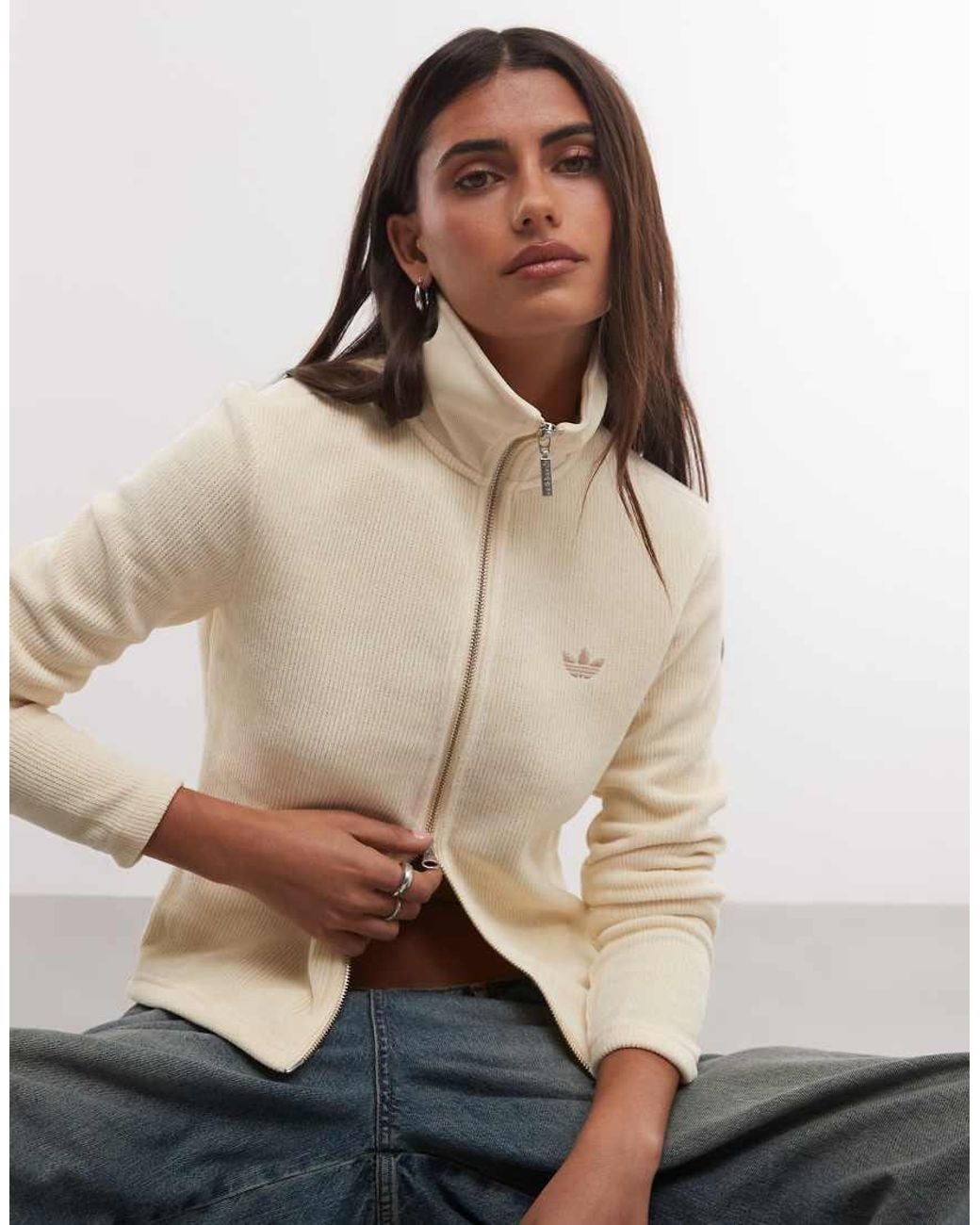 Adidas Originals Blue Chenille Zip Thru Cardigan