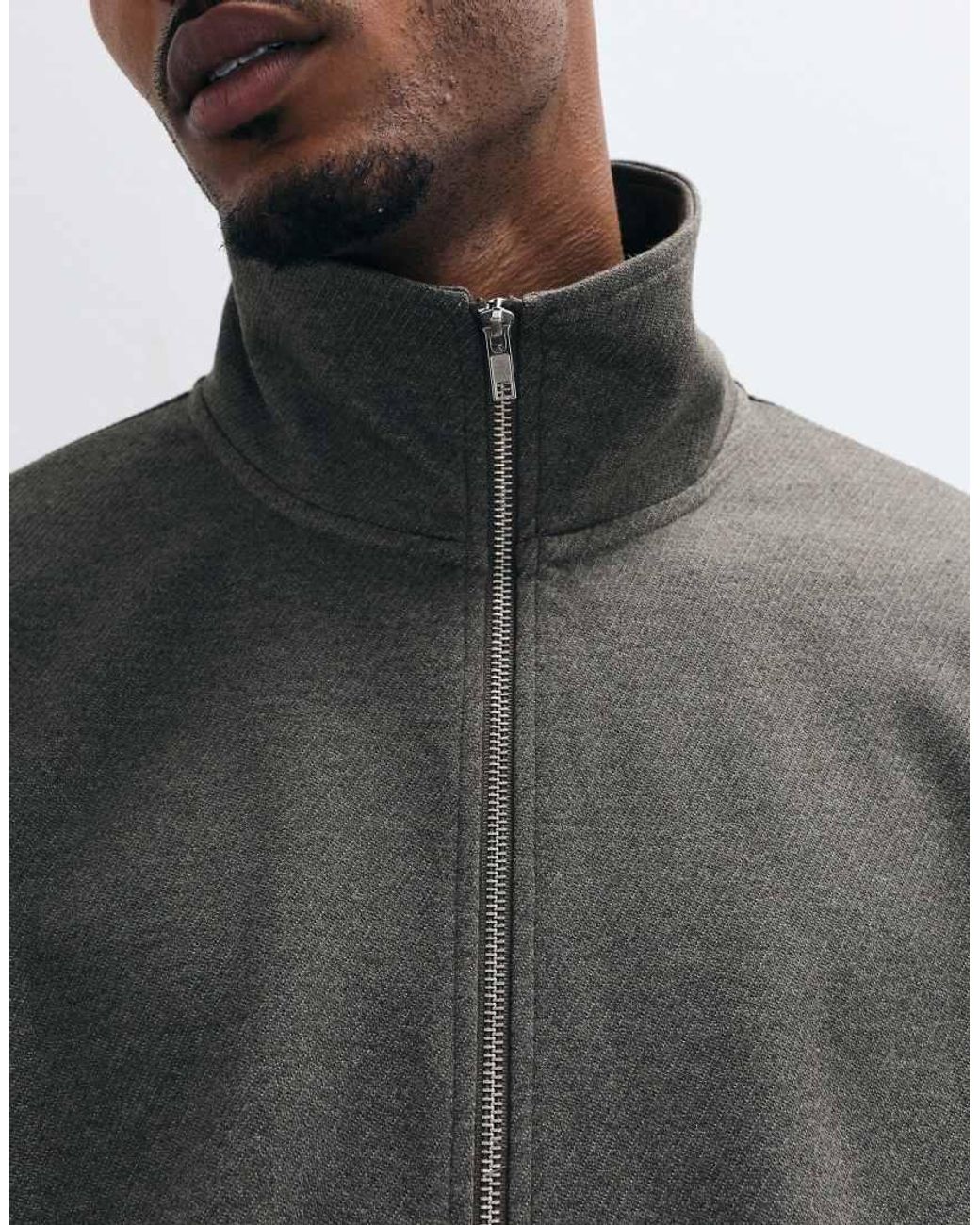 ASOS Gray Relaxed Funnel Neck Cotton Twill Zip Through Jacket for men