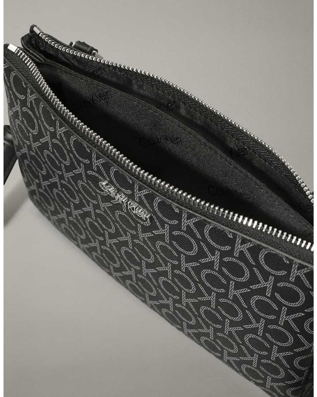 Calvin Klein Gray Cross Body Monogram Logo Bag
