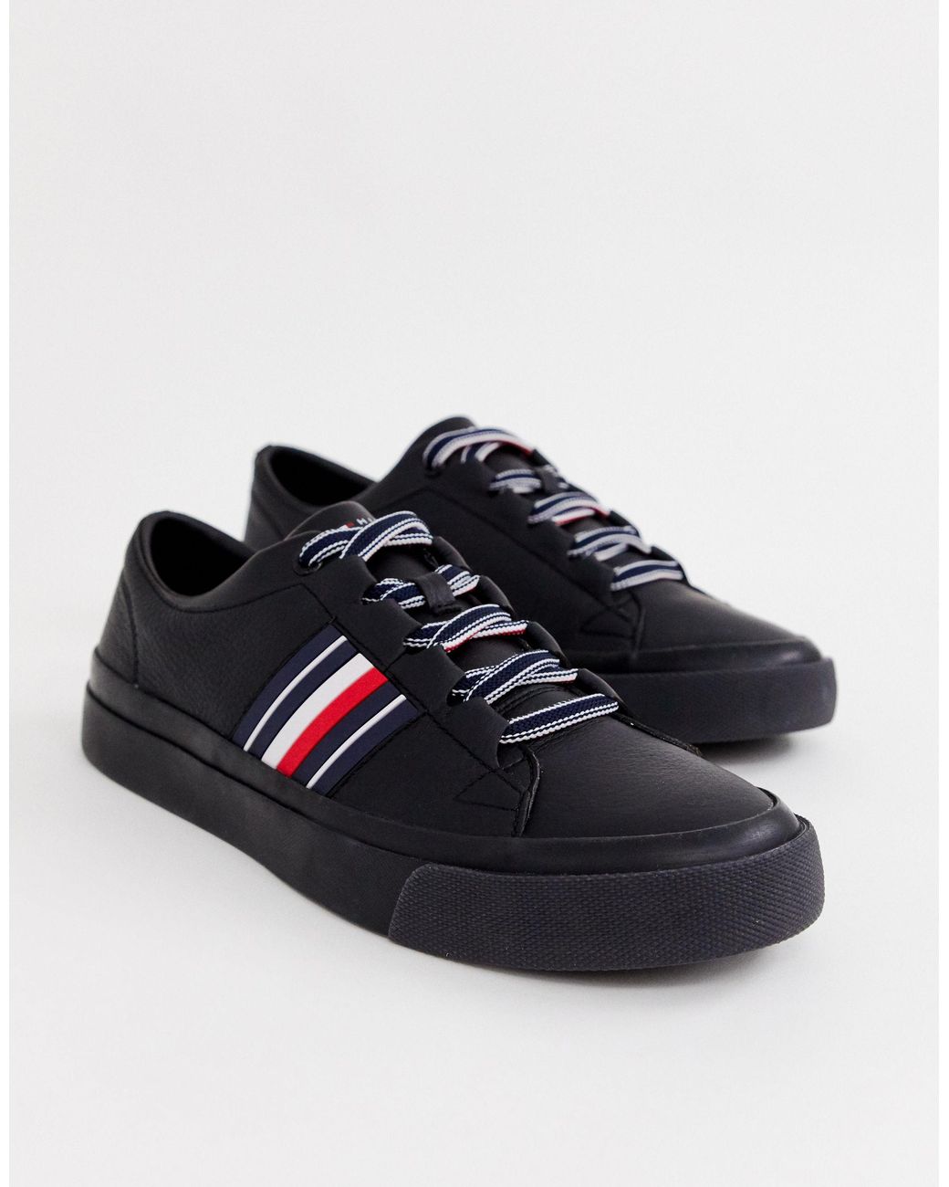 tommy hilfiger corporate leather sneaker black