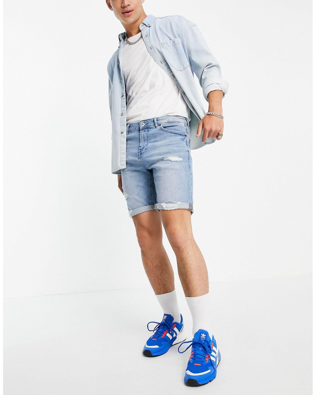 Pull\u0026Bear Slim Fit Denim Shorts With 