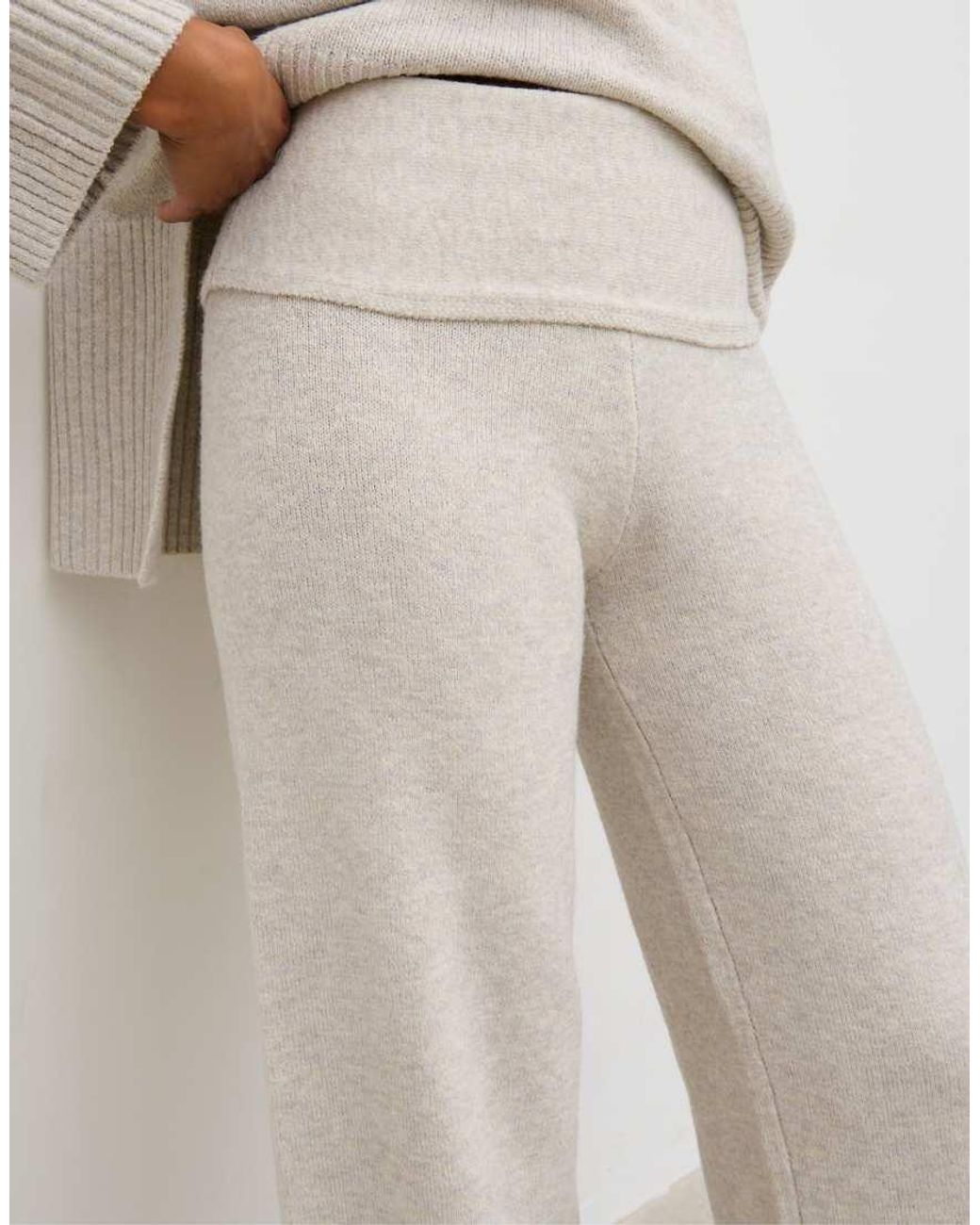 Pretty Lavish Natural Folded Waistband Knit Trouser Co-ord