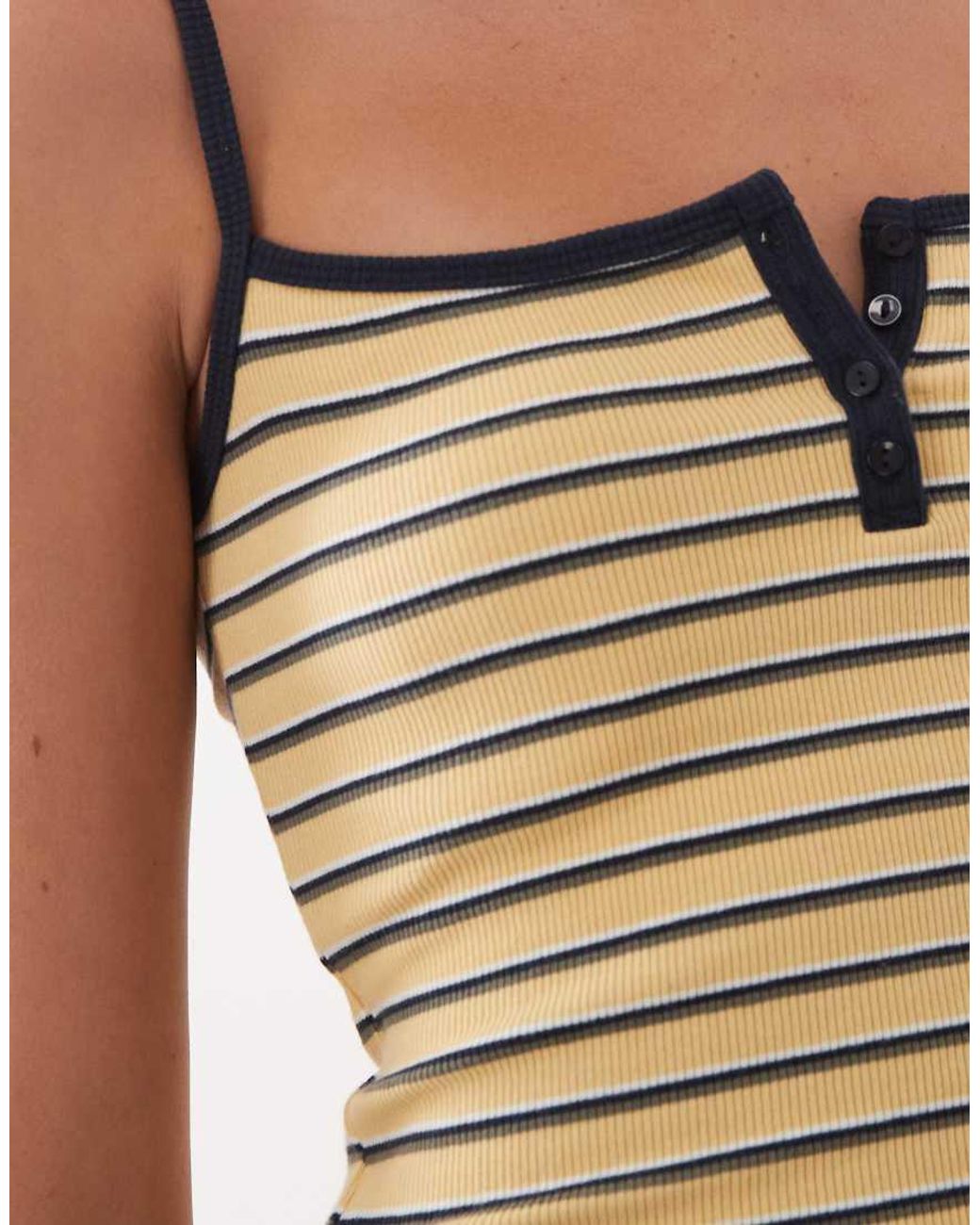 Abercrombie & Fitch Yellow Ribbed Henley Cami