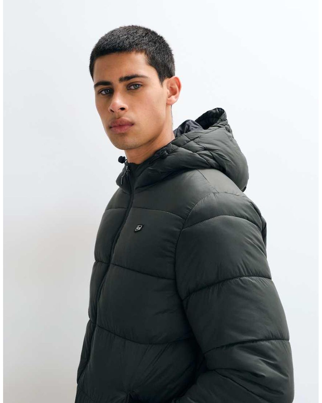 Blend Gray Hooded Padded Puffer Jacket for men