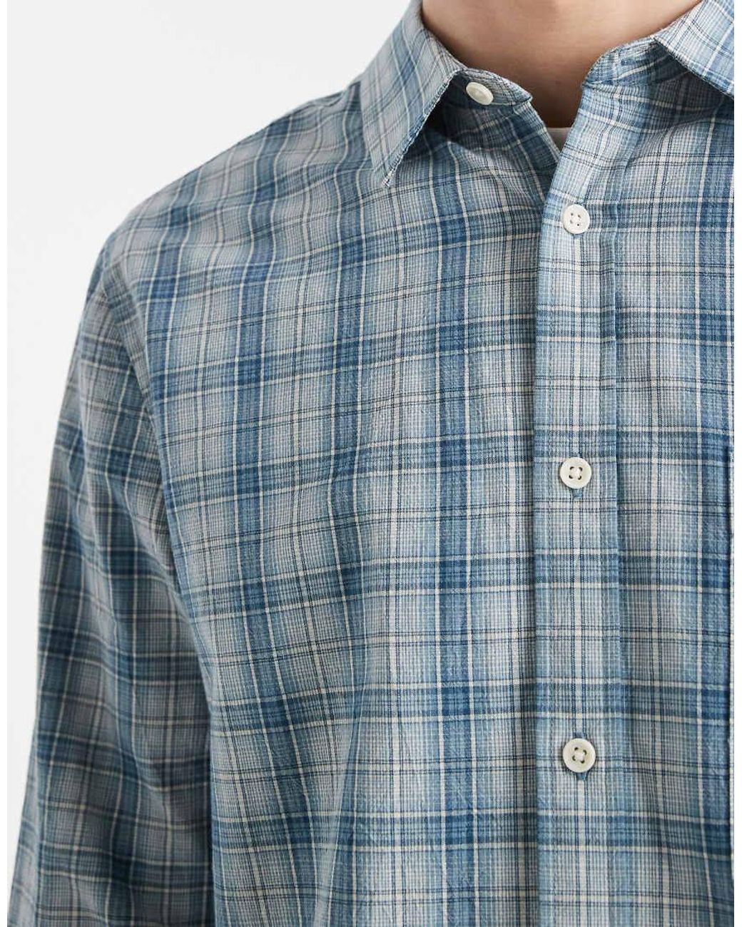 ASOS Blue Regular Fit Plaid Shirt for men