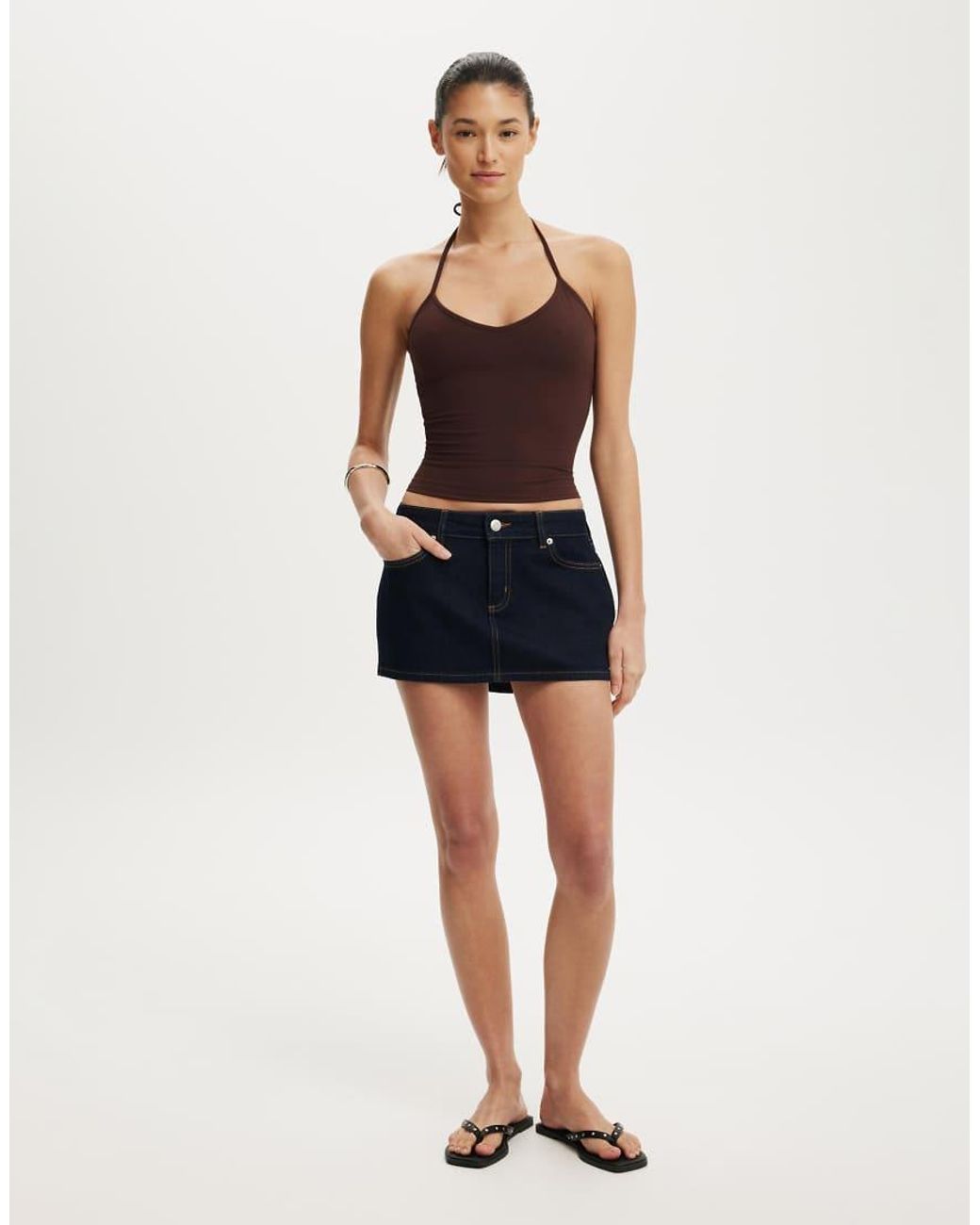 Cotton On Blue Micro Low Denim Skirt