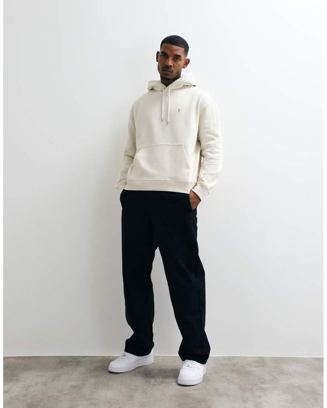 AllSaints White Asher Oth Logo Hoodie for men