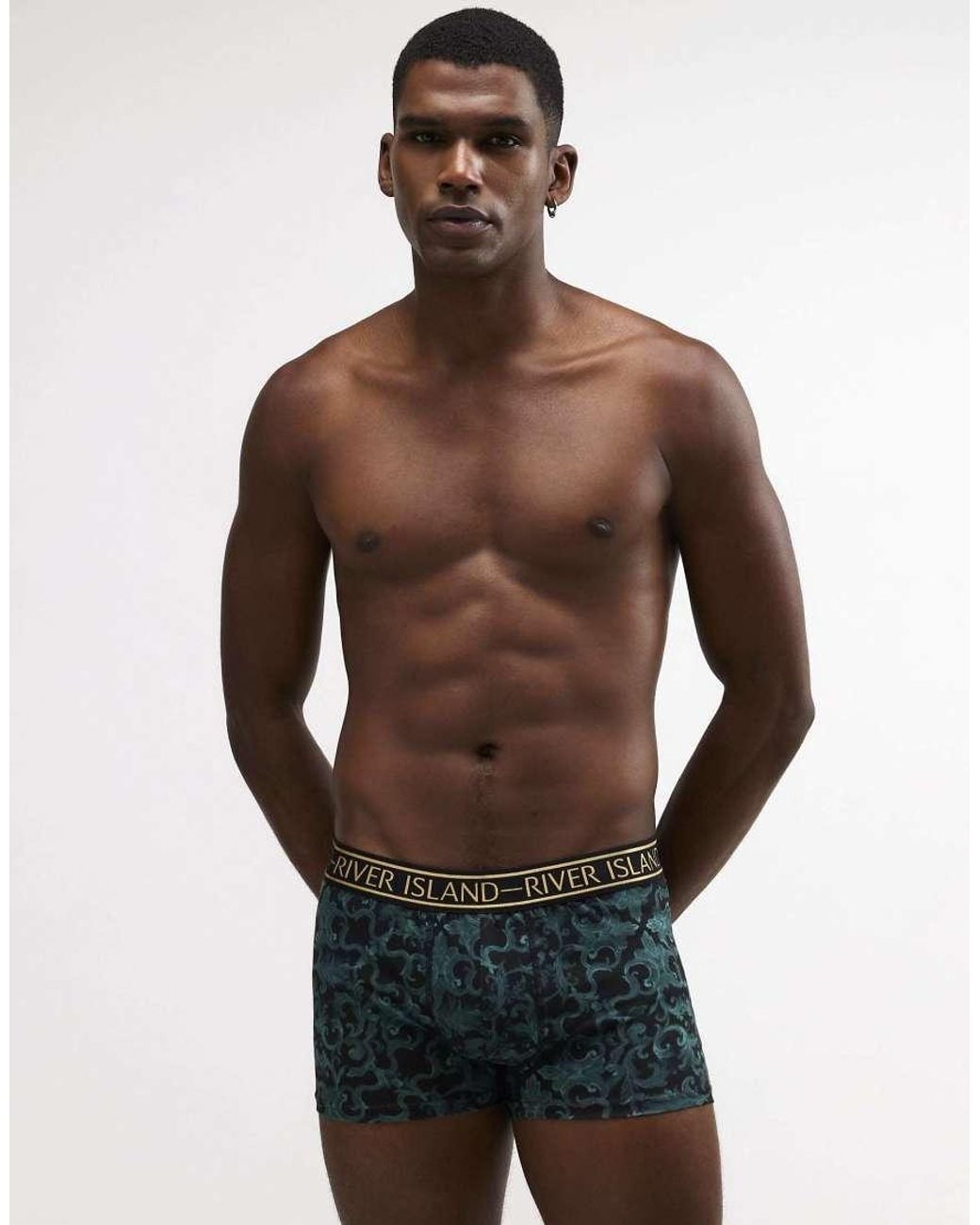 River Island Black Baroque Print Pack Of 5 Trunks for men
