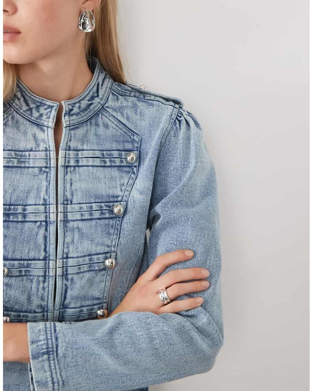 Miss Selfridge Blue Denim Mandarin Inspired Jacket
