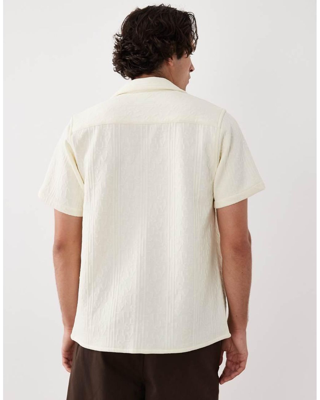 South Beach Black Embossed Beach Shirt for men
