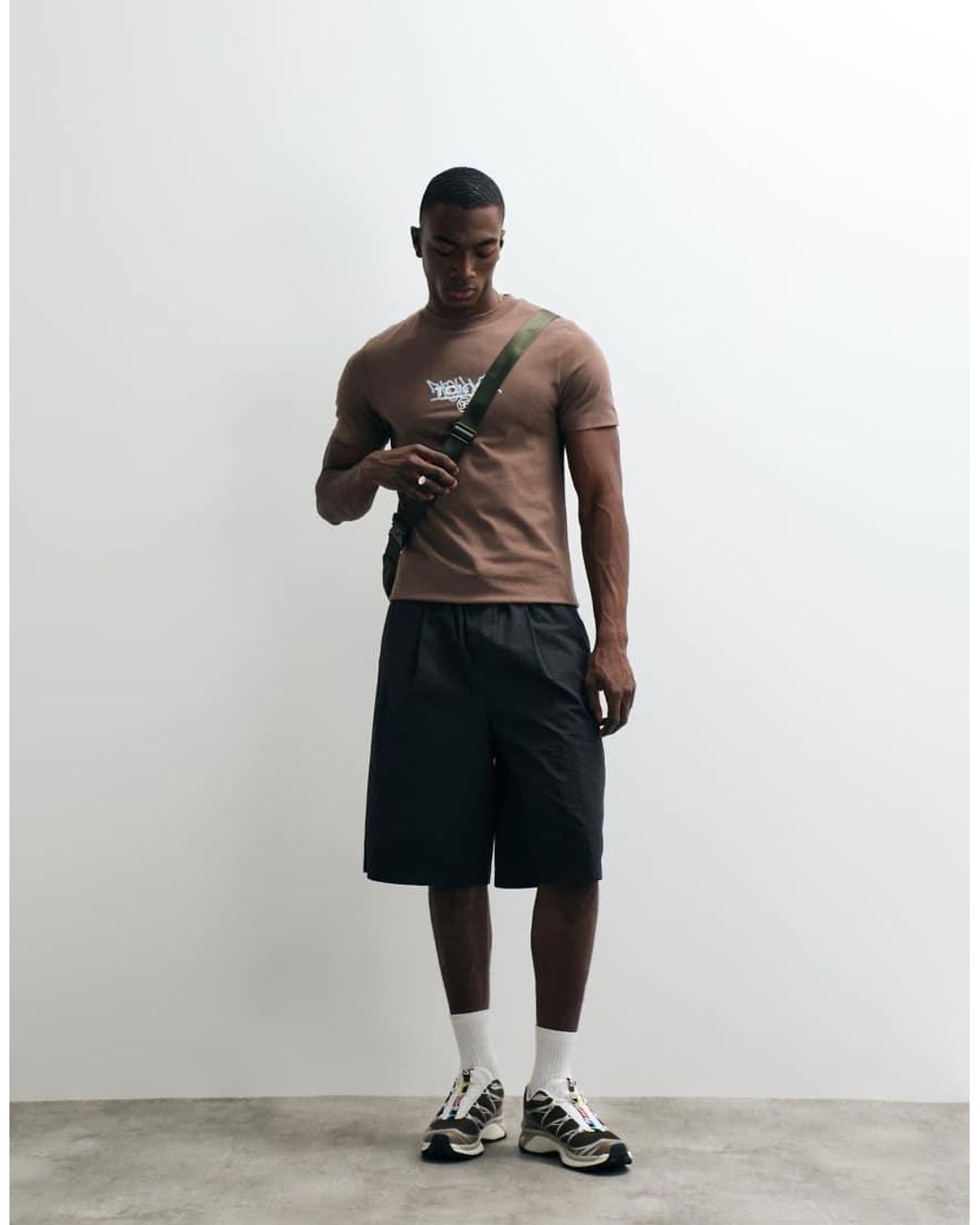 ASOS Brown Heavyweight Regular T-shirt With Tokyo Front Graphic for men