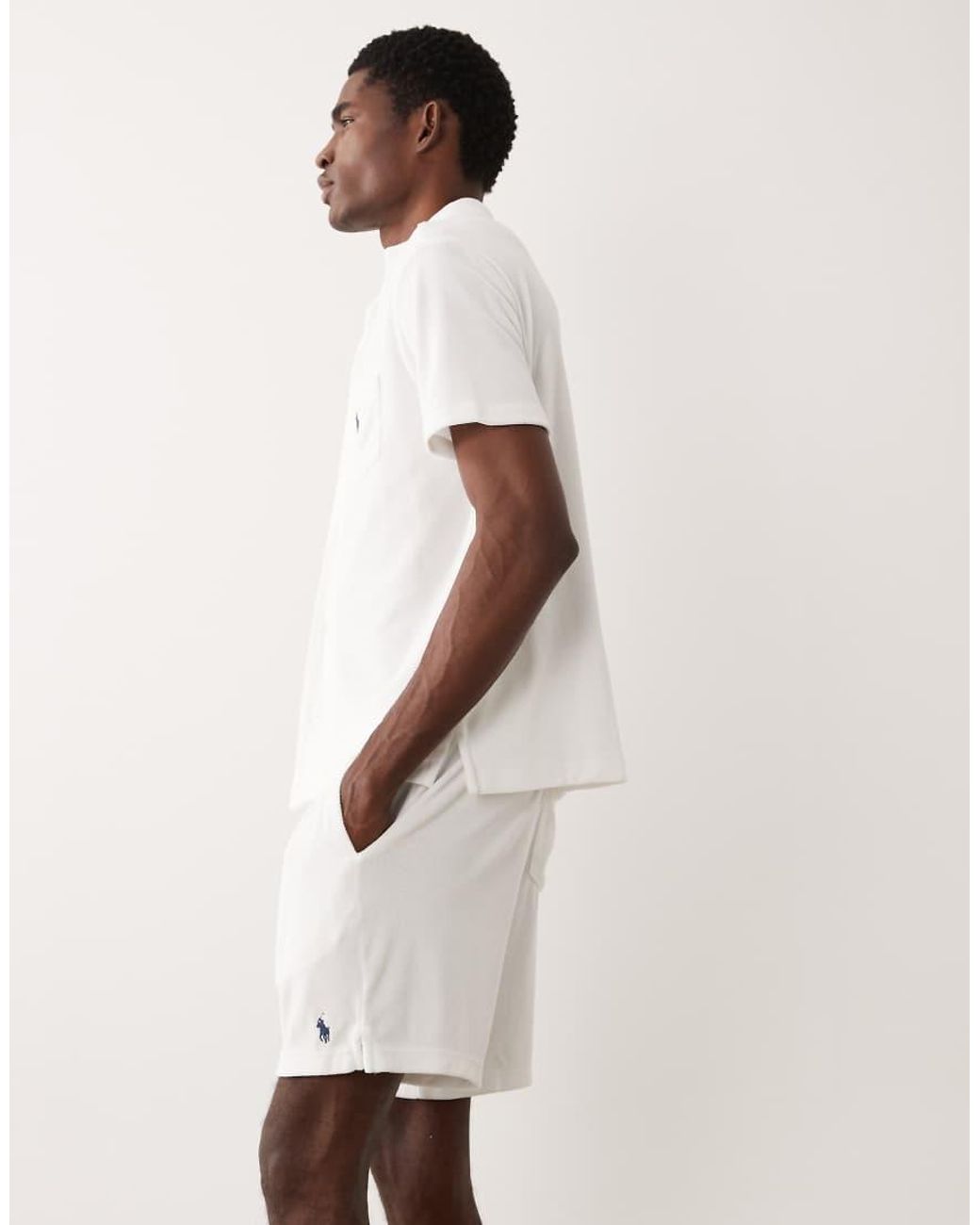 Polo Ralph Lauren White Icon Logo Co-ord Terry Cloth Shorts for men