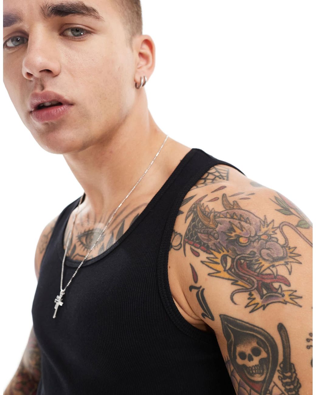 Jack & Jones Black Ribbed Vest for men