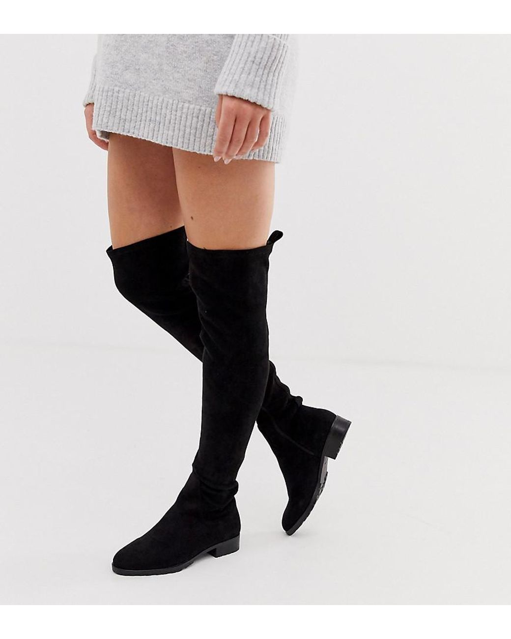 raid kola black round toe over the knee boots