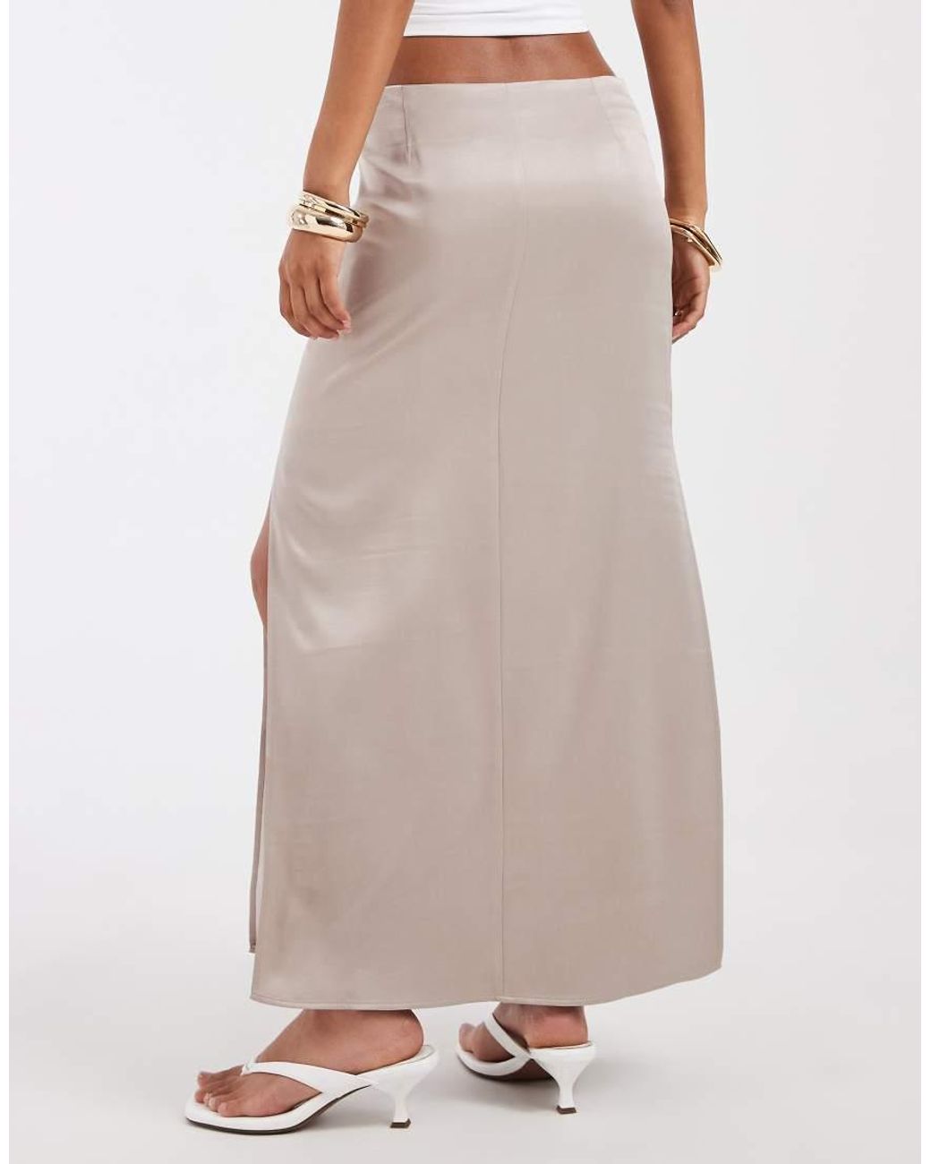 ASOS Natural Sheer Split Side Maxi Skirt