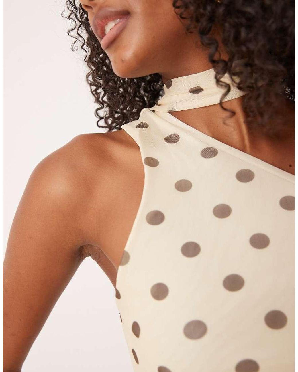 ASOS Natural Mesh One Shoulder Scarf Detail Top