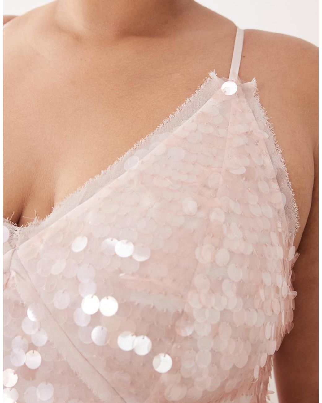 ARRANGE Pink Curve Embellished Sequin Cami Midi Dress With Full Skirt