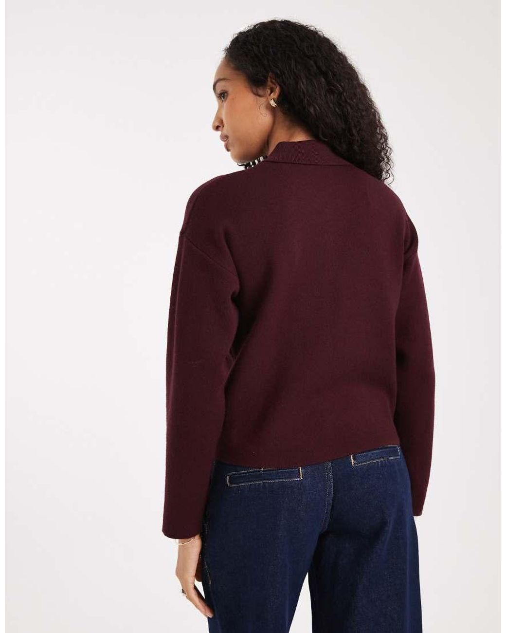 New Look Purple Zip Through Colla Cardigan