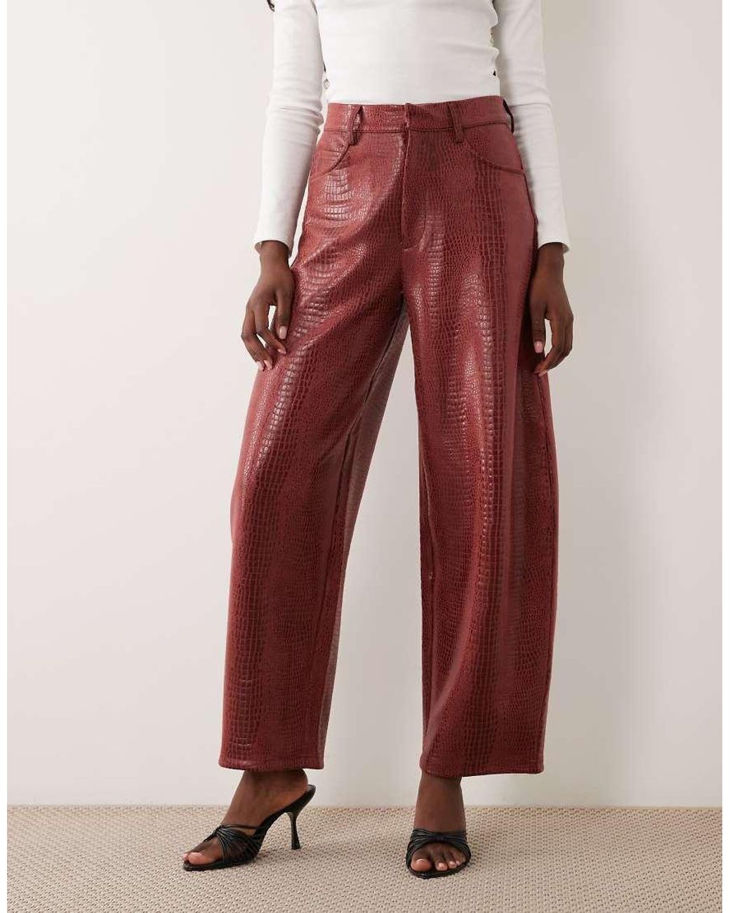 ASOS Red Croc Effect Barrel Pants