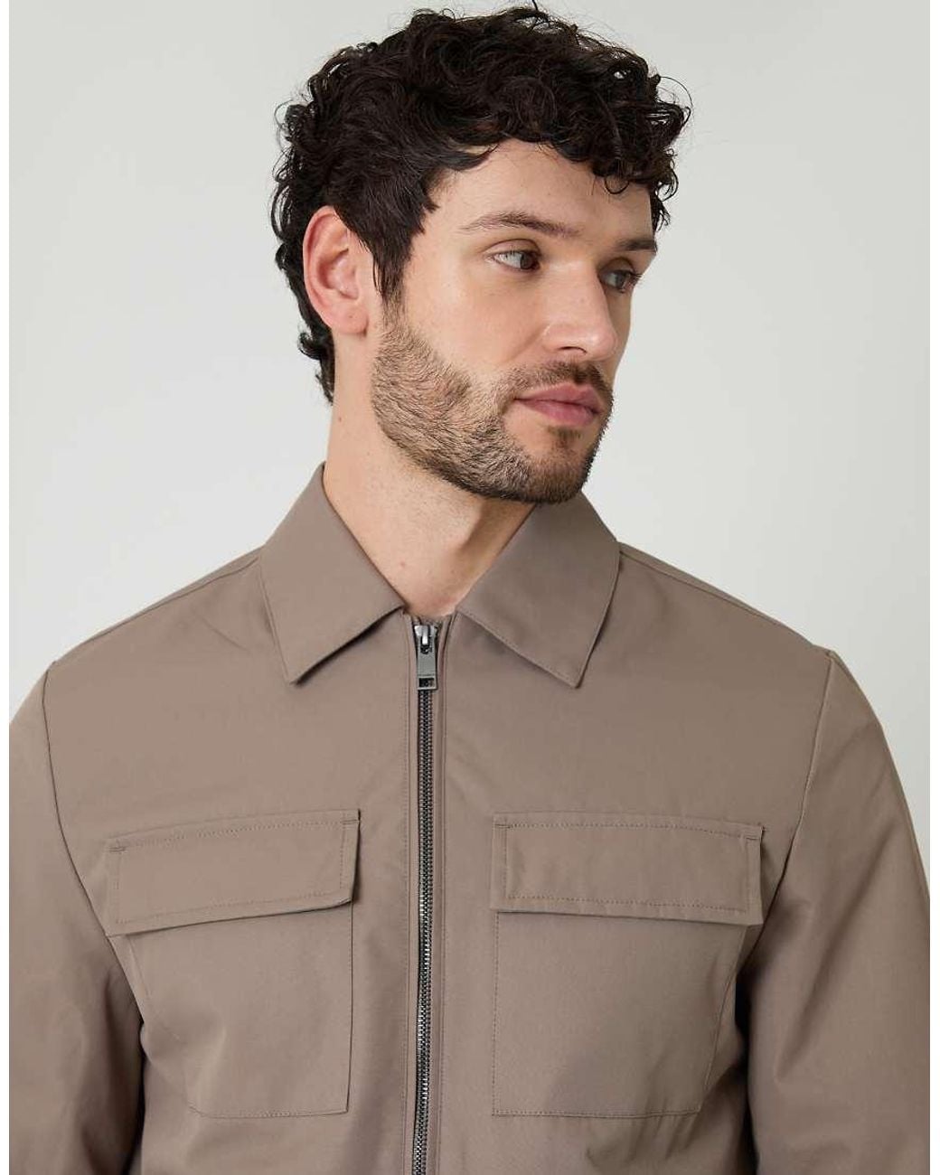 Threadbare Brown Showerproof Lightweight Zip Up Jacket for men