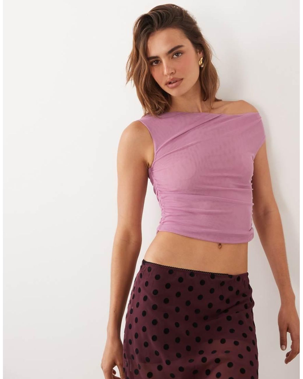 Cotton On Gathered Mesh Off Shoulder Top