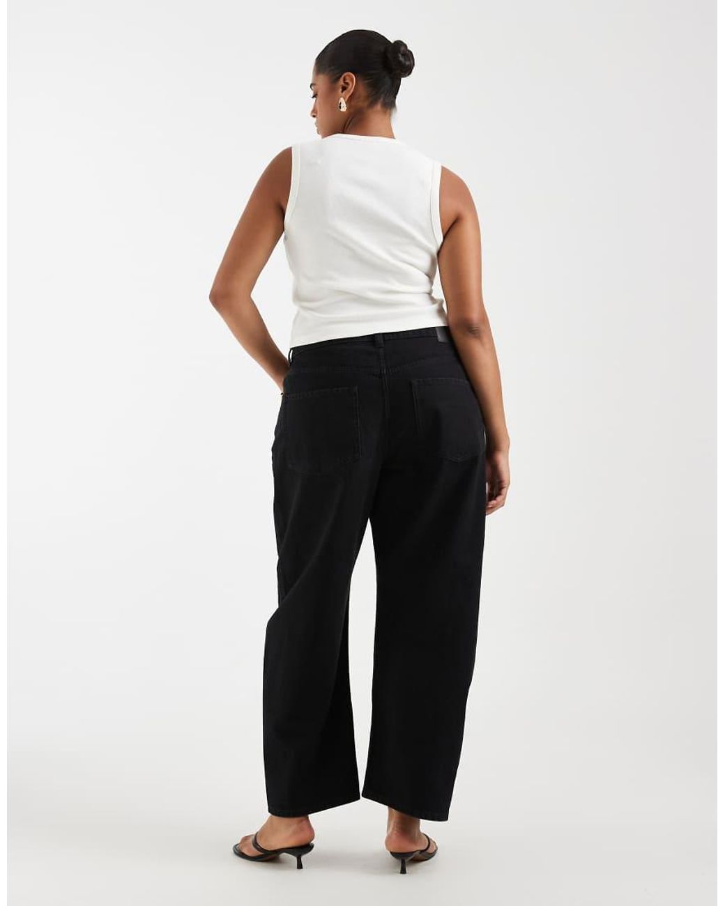 ASOS Black Asos Design Curve Slim Barrel Jean