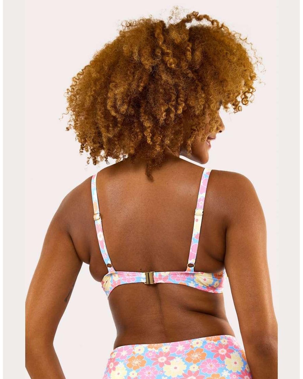 Wolf & Whistle Multicolor Floral Plunge Bikini Top