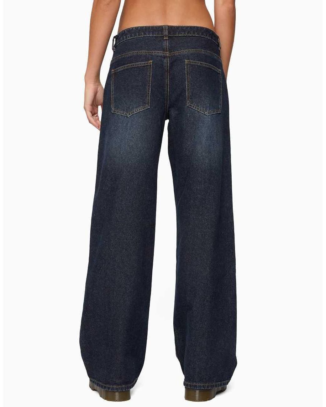 Edikted Blue Raelynn Washed Low Rise Baggy Jeans