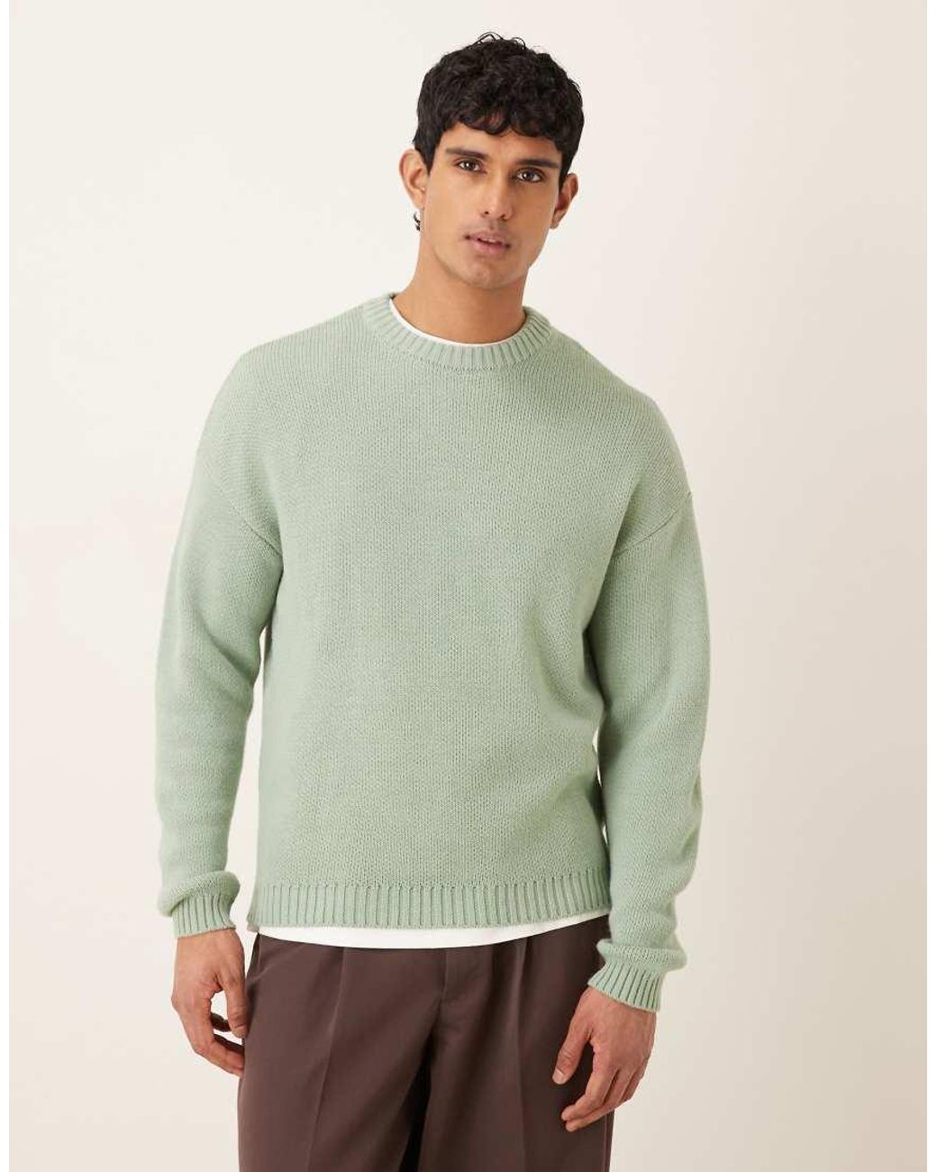 ASOS Green Oversized Knitted Jumper for men