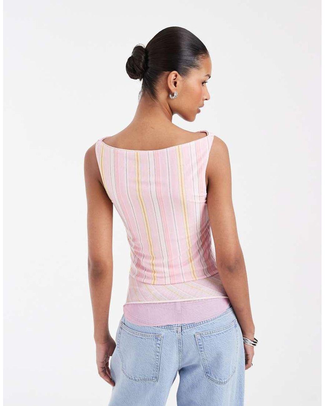 House Of Sunny White Double Layer Mesh Top