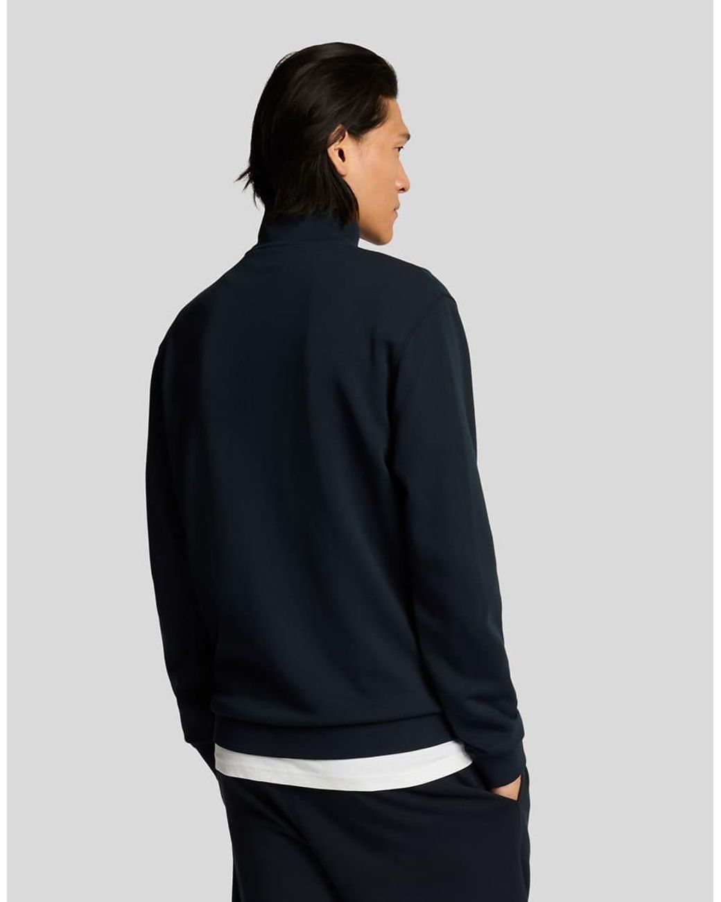 Lyle & Scott Blue Lyle & Scott Superfine Quarter Zip Sweatshirt for men