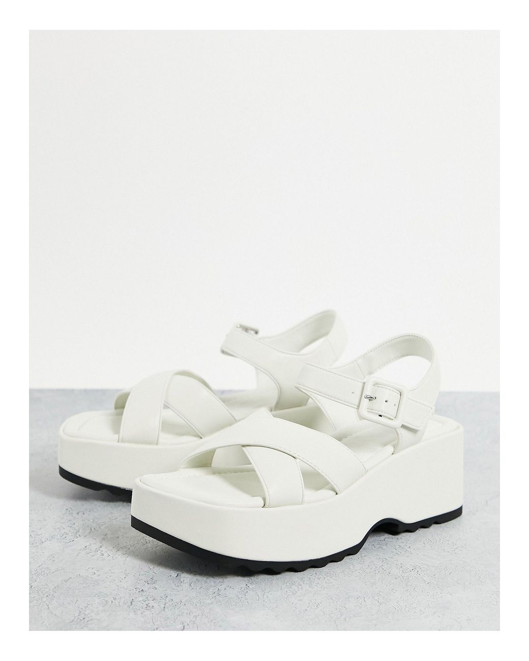 Sandalias blancas con plataforma plana Mango de color Blanco | Lyst