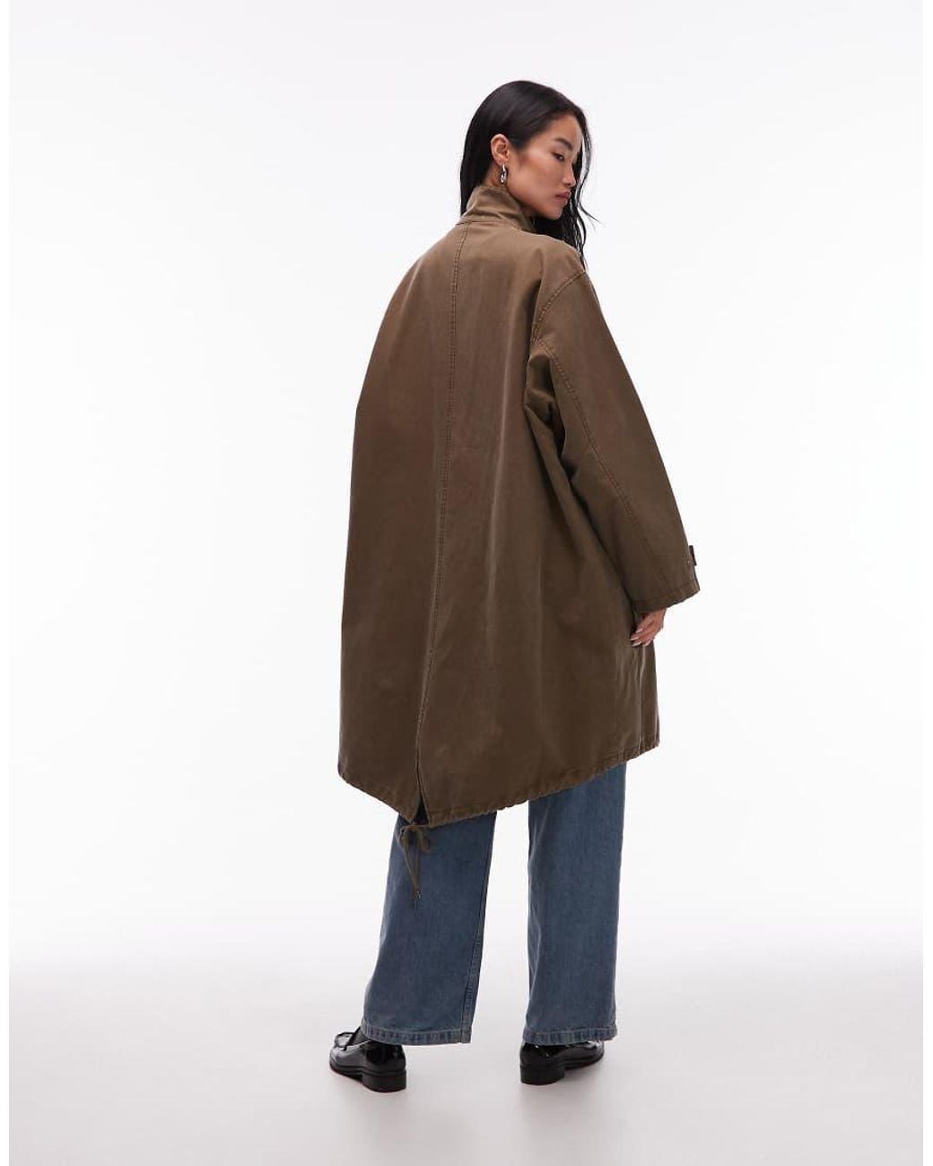 Chaqueta Larga De Estilo Campero De -Verde Collusion de color Brown