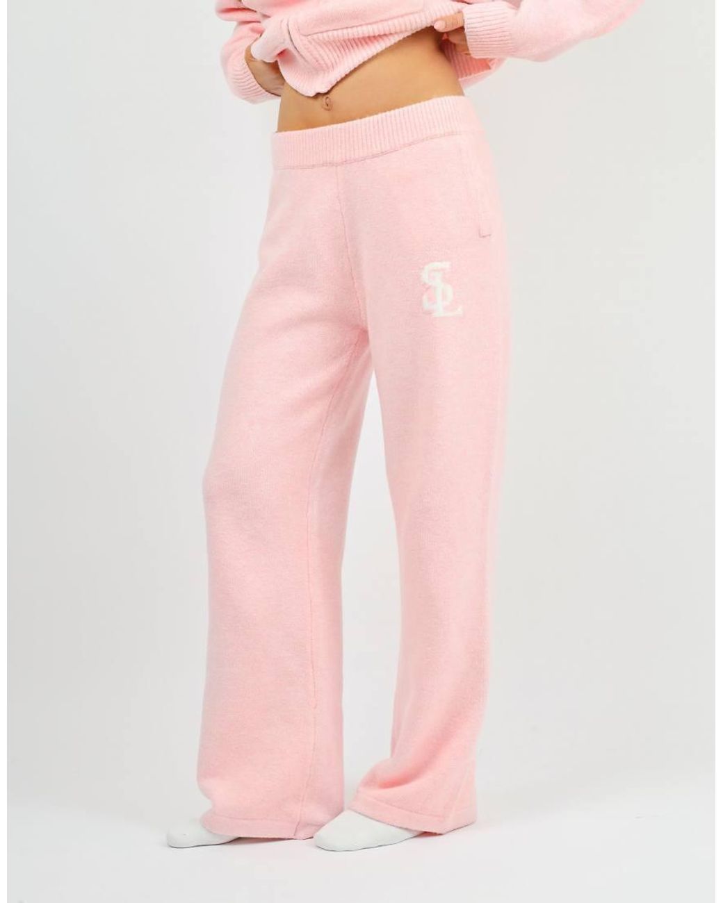 SIMMI Pink Romy Chunky Knit Wide Leg Trouser