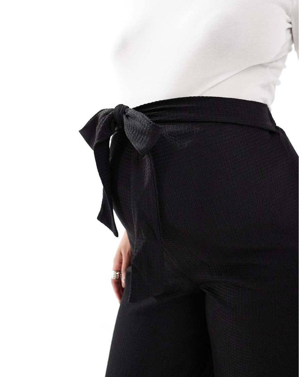 Mama.licious Blue Mamalicious Tie Waist Detail Wide Leg Jersey Trouser
